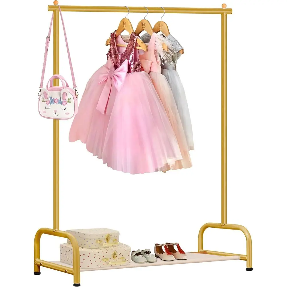 

Стойка для детской одежды, маленькая вешалка для детской одежды с нижней полкой для хранения, стойка для детских костюмов или пальто, металлическая стойка для танцевальных костюмов