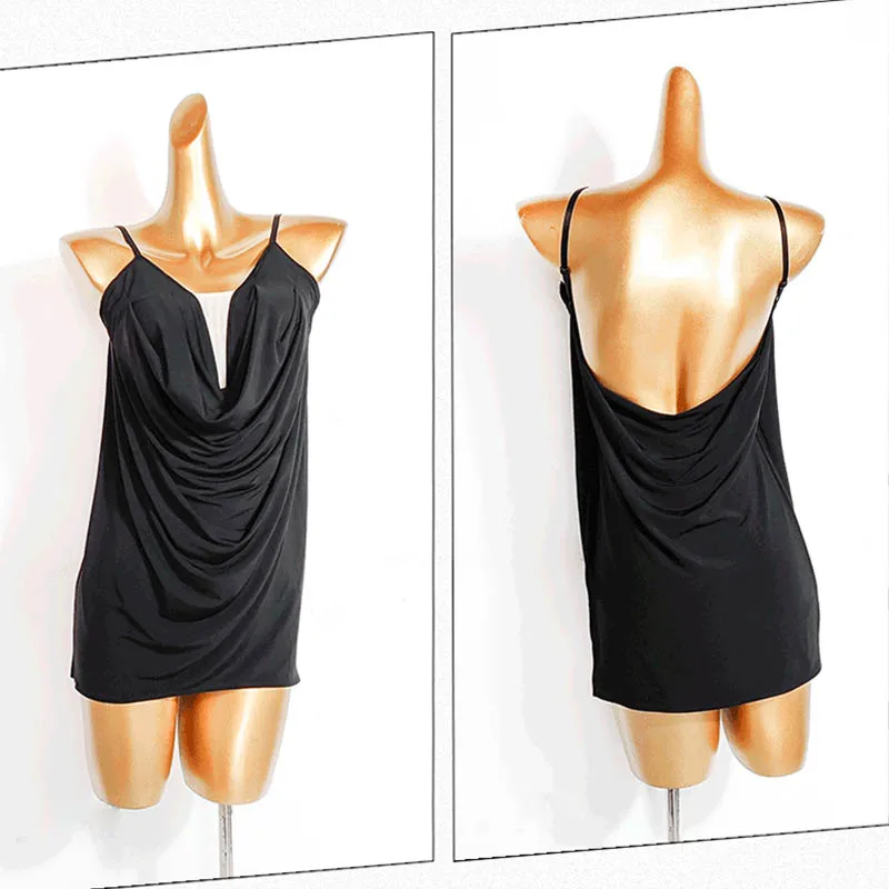 

Sexy Latin Dance Dress Women Open Back Sling Dresses Tango Cha Cha Dancing Costume Rumba Dancewear Adult Practice Clothes 1658