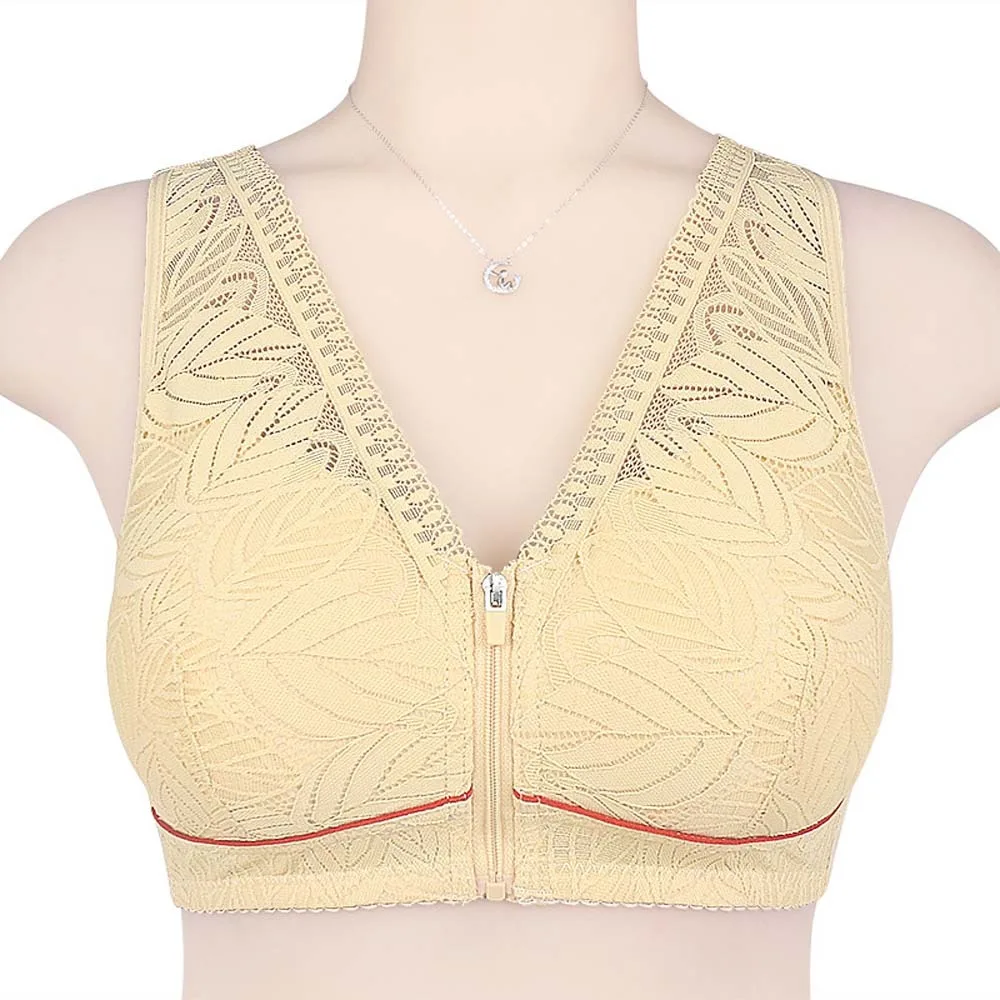 Big Cup Middle Aged Elderly Bra Anti-sagging Shockproof Large Size Bra Cotton Nylon Close-fitting Wireless Bra Travel