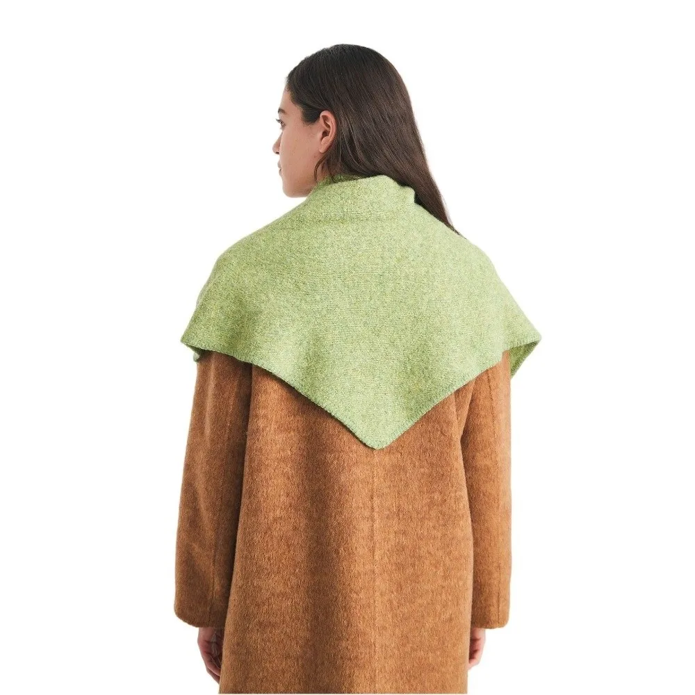 Fashion Imitation Cashmere Women Shawl Solid Color Thickened Knitted Triangle Scarf Soft Winter Warm Wool Blended Shawl