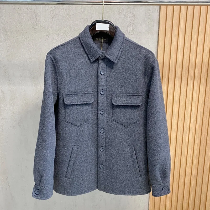 

Top-quality printed fabric fashion casual comfortable versatile lapel wool coat for men