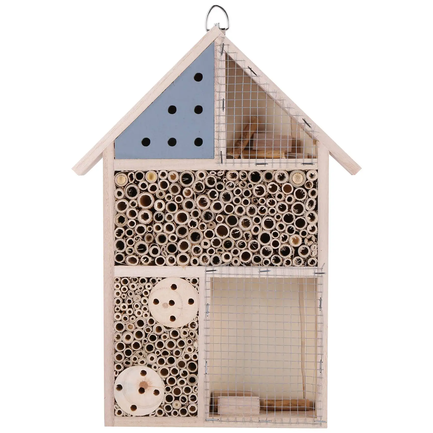 

A06T-Wooden Insect Hotel Bee House Wood Bug Room Hotel Shelter Garden Decoration Nests Box for Ladybugs Lacewings