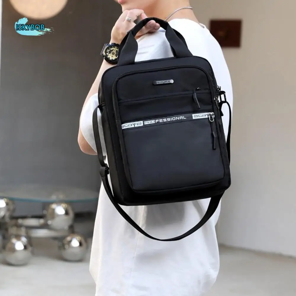 

Solid Color Business Shoulder Bag Oxford Multi-function Men Crossbody Bag Storage Handbag Oxford Cloth Briefcase Streetwear