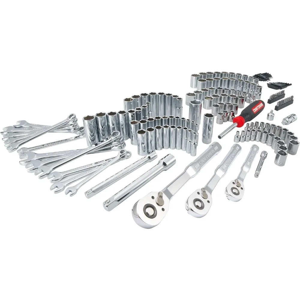 مجموعة مقابس CRAFTSMAN، مجموعة مفاتيح ربط مكونة من 159 قطعة أدوات ميكانيكية 1/4 بوصة، 3/8 بوصة، و1/2 بوصة (6 نقطة و12 نقطة (CMMT12125) #4