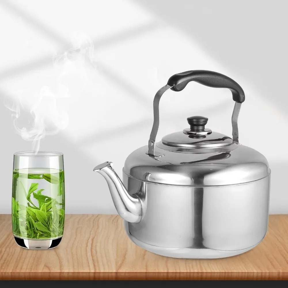 

Stainless Steel Whistling Teapot Anti Burn Handle Eco Friendly Stovetop Water Boiler Large Diameter Spout Whistling Feature