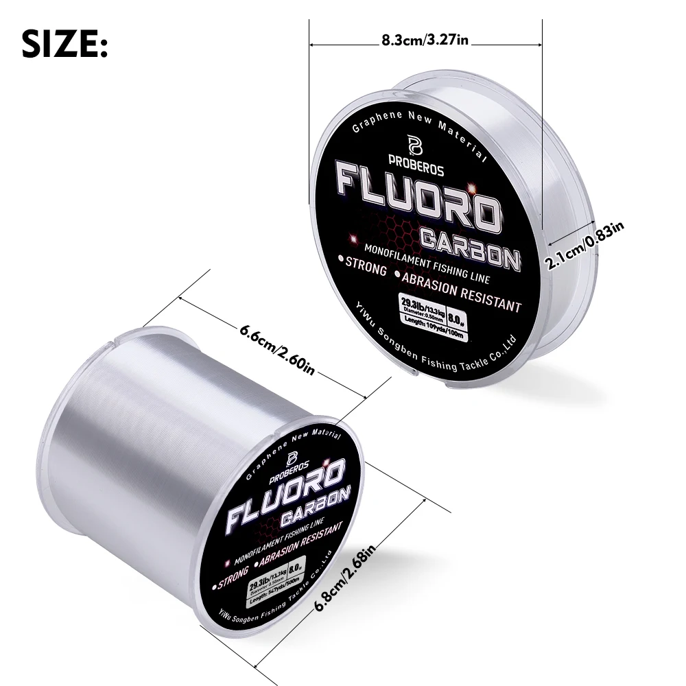 Probero Fluorocarbon Line 100M&300M&500M High Strength Transparent Nylon Line  Monofilament Wire Carbon Fishing Lines
