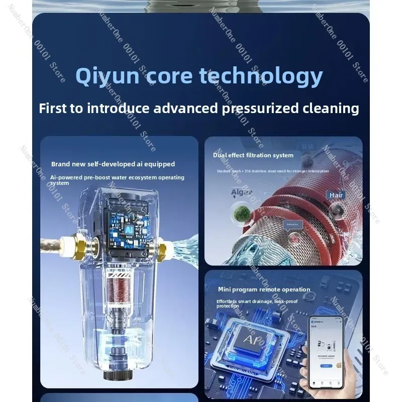 PF10 Pressurized Water Purifier AI Intelligent Automatic Pre Filter Leakage Protection Household Tap Backwash System