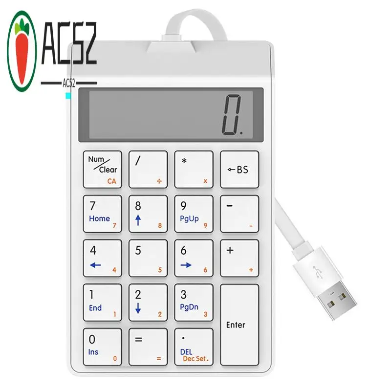 

AC52-заряжаемая цифровая клавиатура и калькулятор Bluetooth 2-в-1, клавиатура с цифровой панелью и 12-значным ЖК-дисплеем