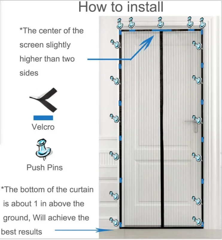 Automatic Closing Magnetic Mosquito Net Door Window Curtains 80/90/100 Cms Curtain Shades Screen Home Textile Garden