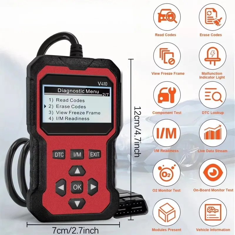 Automobile fault detector, engine fault diagnosis and detection tool V410 code reading card multi-language