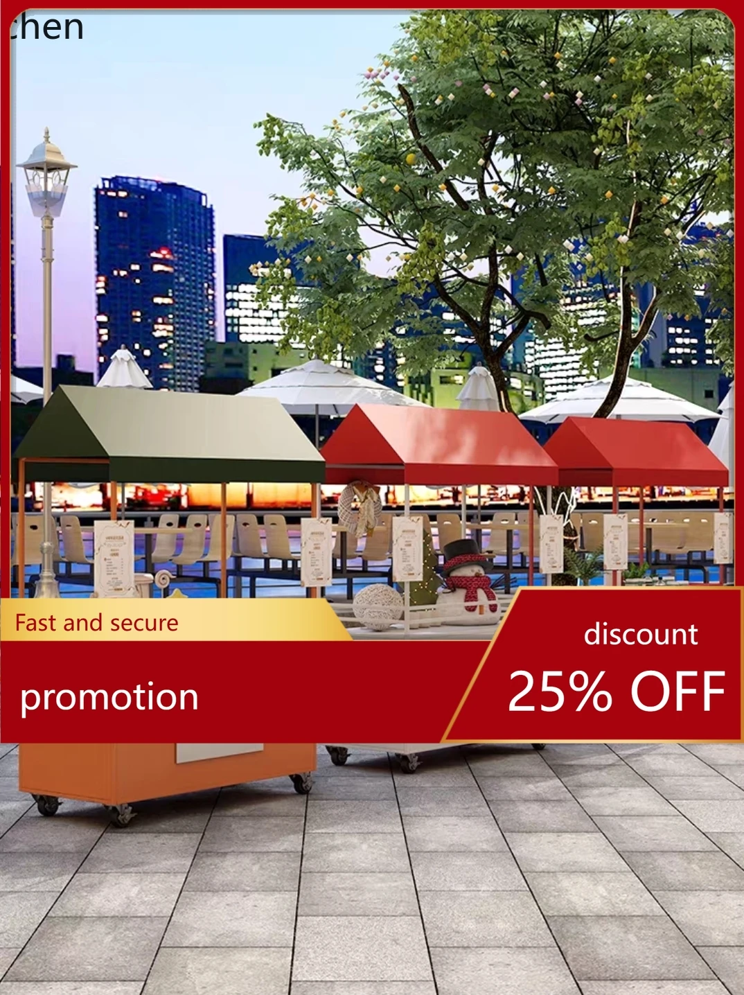 CZ  Iron Art Stall Push Cart Mobile Street Food Cart Display Stand Night Market Flower Cart