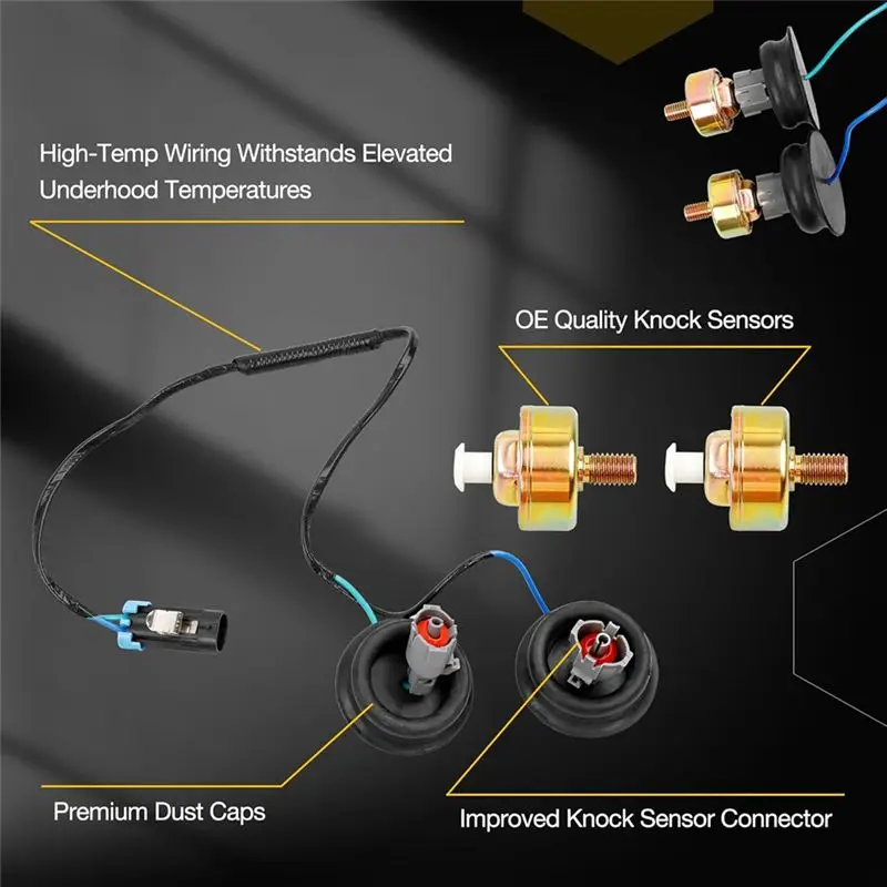 Dual Knock Sensors With Wiring Harness And Intake Manifold Gasket Kit For Chevy Silverado Replace 12601822,89060413-L94A