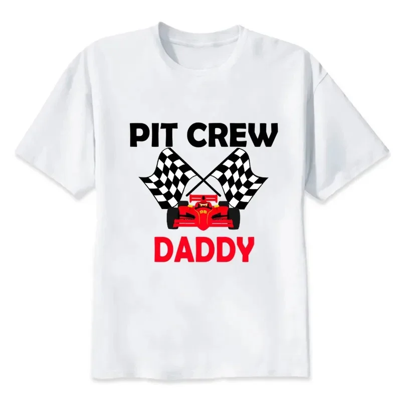 Race Car Pit Crew Theme Matching Family Outfits For Birthday Boys Family Look T-shirt Kids Clothes Father Mother Daughter Son