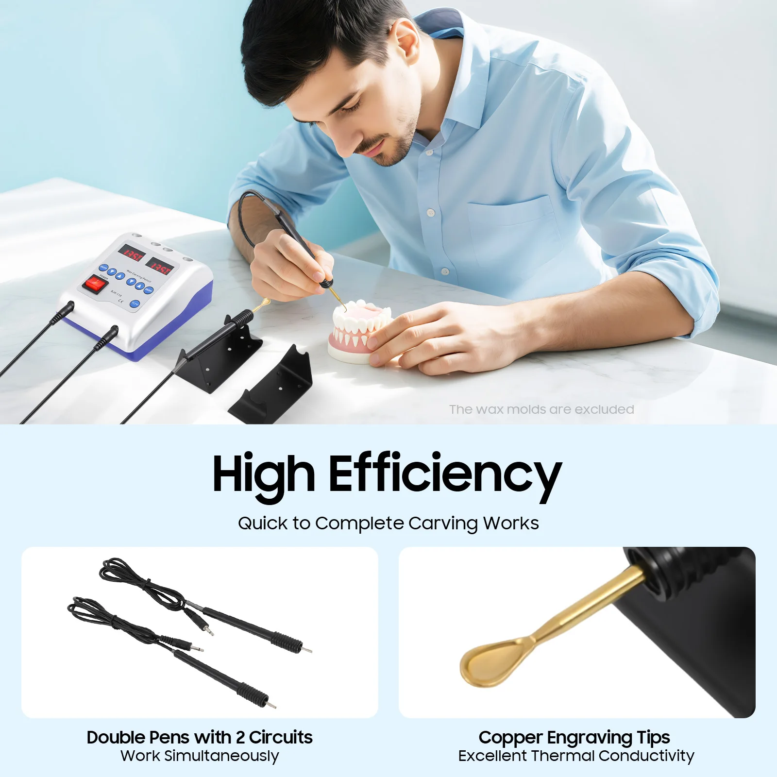 歯科ラボ電動ワックスカービングナイフマシン + ペン2本 + ワックステップ銅歯科エンセラドール電動ツール50W