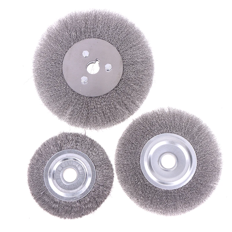 100/125/150 มม.แปรงลวดเหล็ก 0.15 มม.แปรงลวดรอบสําหรับเครื่องบดม้านั่งเครื่องมือขัดทําความสะอาดสนิมขัดอะแดปเตอร์