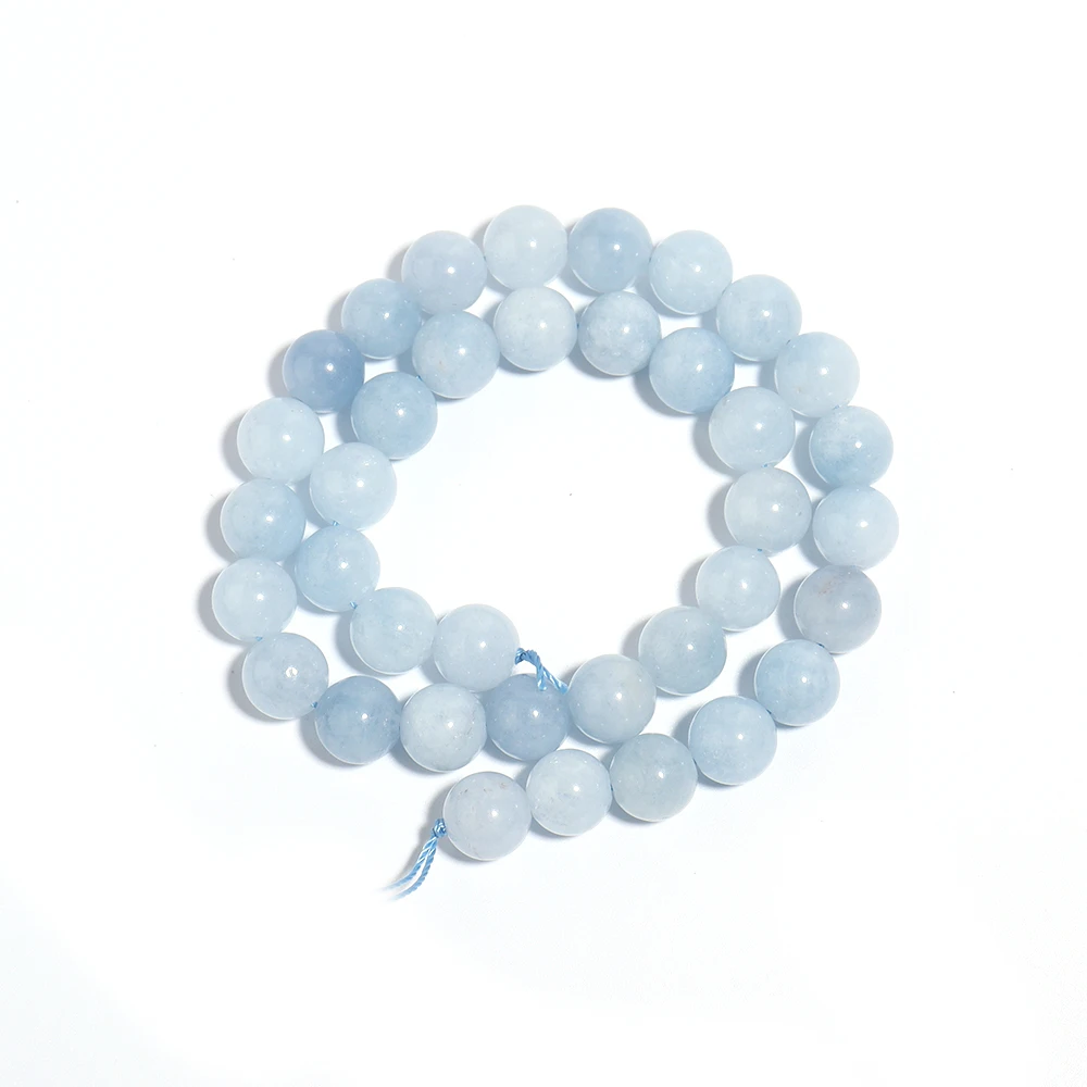 Natuurlijke Aquamarijnen Stenen Kralen 4 6 8 10mm Lichtblauwe Ronde Losse Stenen Kralen Voor Sieraden Maken DIY Armbanden ketting Benodigdheden