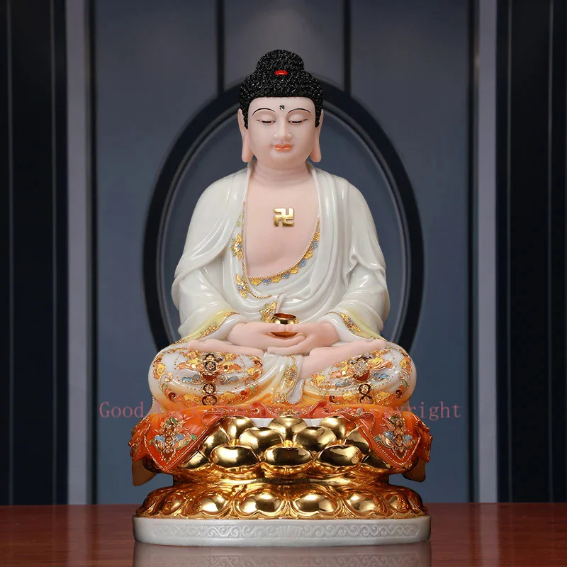 

30cm large High grade jade color gilding Sakyamuni Buddha statue Buddhism Amitabha Buddha HOME shrine Effective protection