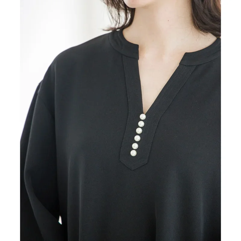 Kuzuwata Pearl Beading V Neck Shirt Short Top Women Long Sleeve Blusas Mujer De Moda 2024 Loose Japanese Spring Autumn Blouses