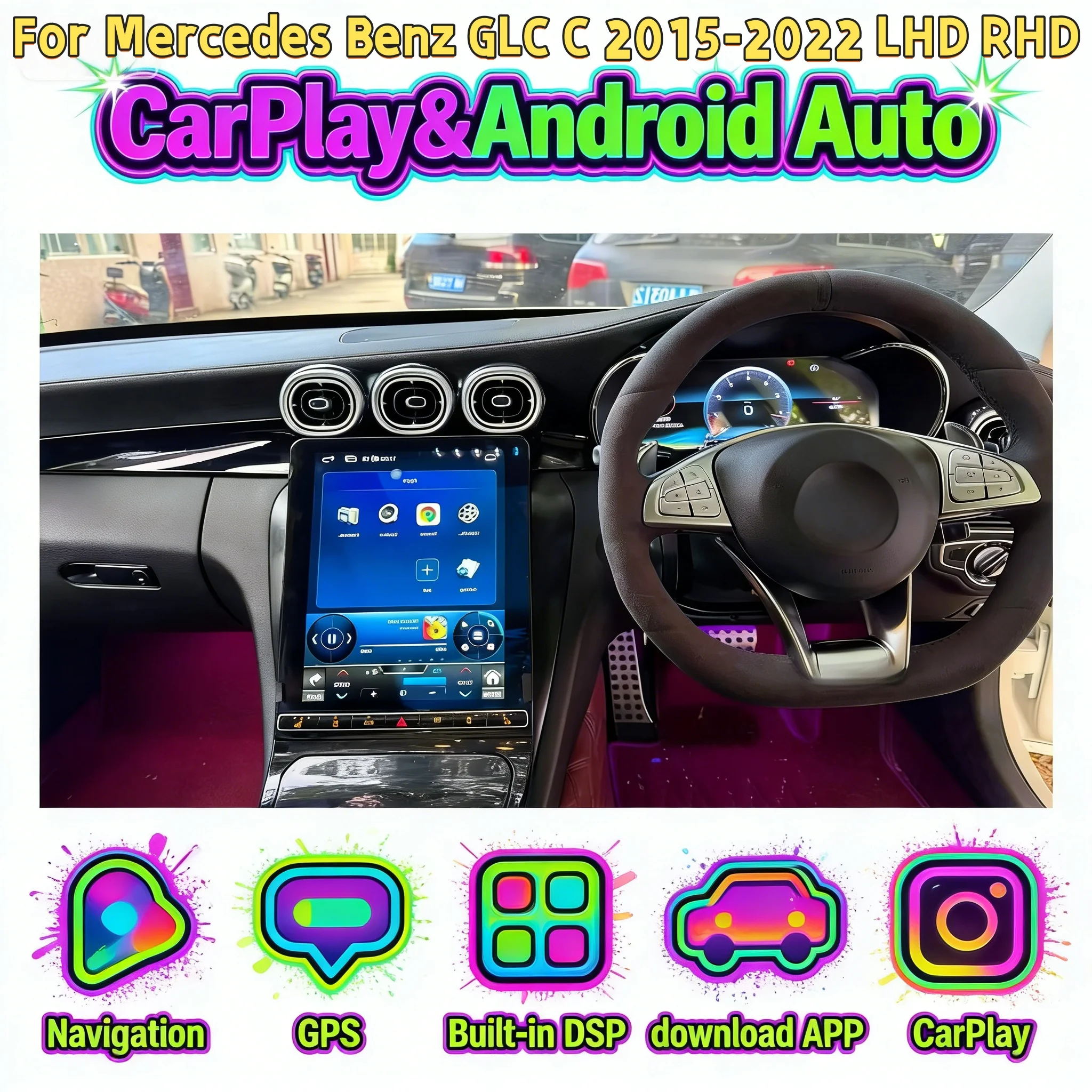

Multimedia Wireless Carplay Stereo For Mercedes-Benz C GLC 2015-2022 Digital Cluster GPS Navigation BT 5.0 GPS NaviRadio LHD RHD