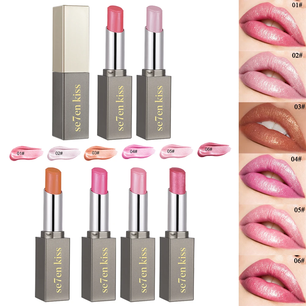 Pearlescent Shimmer Lipstick, Silky Moisturizing Non‑Dry Lipstick, Fine Shimmer Pearl Lip Makeup for Daily Wear