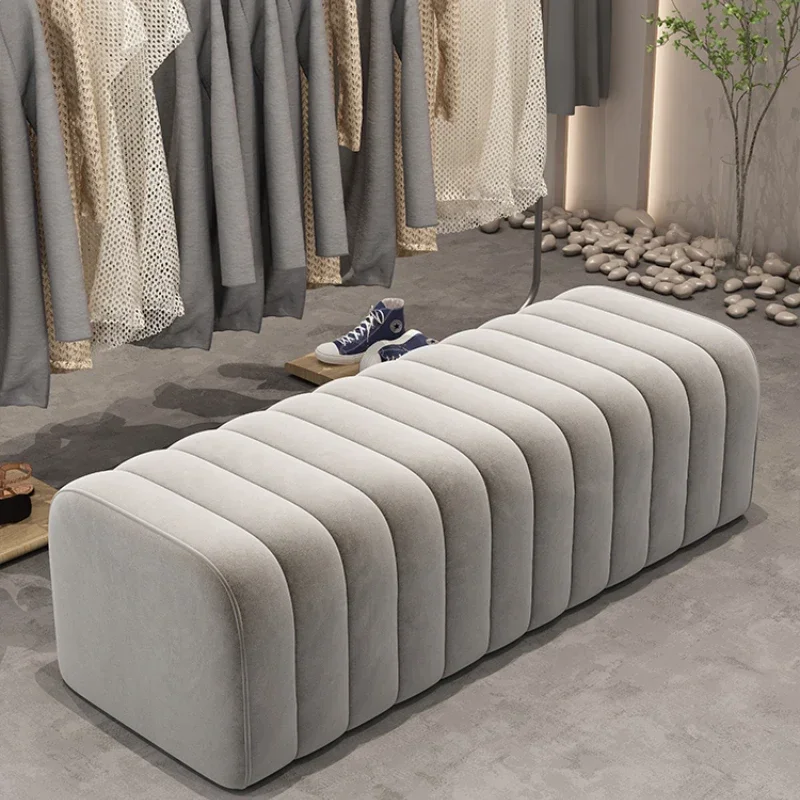 

Modern Velvet Bed End Bench - Hall Rest Feet Long Sofa Chair Entrance Design Soft Shoe Bench Nordic Makeup Low Stool Furniture
