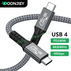 USB4 Thunderbolt 4 Cable PD 240W USB C to Type C Fast Charging Cable 8K@60Hz 40Gbps Data Sync Cord For iPhone 15 Macbook Pro