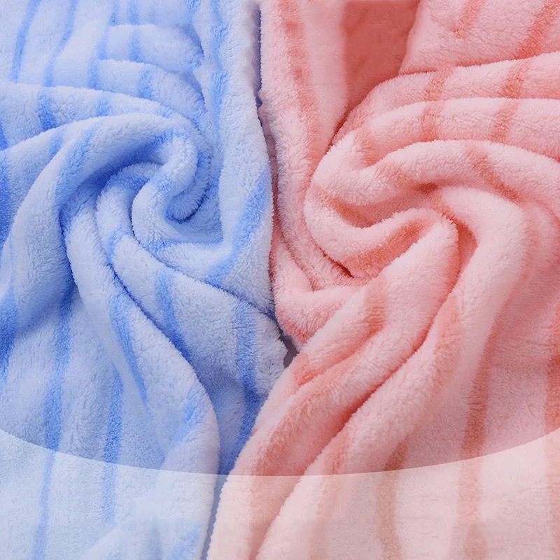 Adult Face Bath Towel Coral Fleece Stripe Face Towel Thickened Super Water Absorbent Towels Home  Hotel Bathroom Supplies