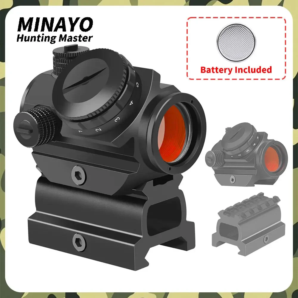 Reflex Rifle Compact Red Dot Sight Scope with 1 Inch Riser Mount Outdoor Hunting Gun Sight for M16/AR15 Rifles Shotguns Airsofts