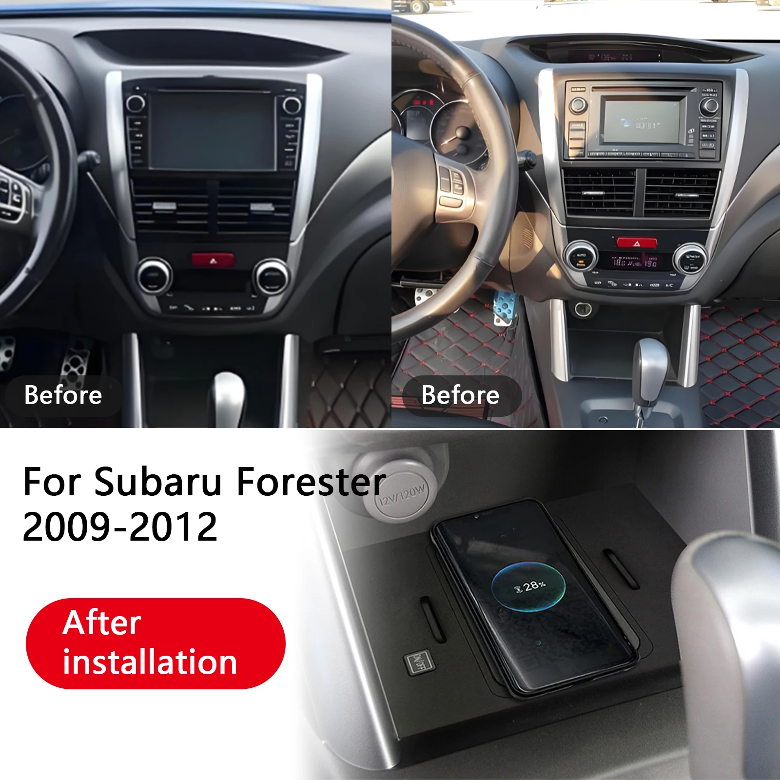 The latest For Subaru Forester 2009-2012 Car center console phone charger fast wireless charger charging plate charging holder