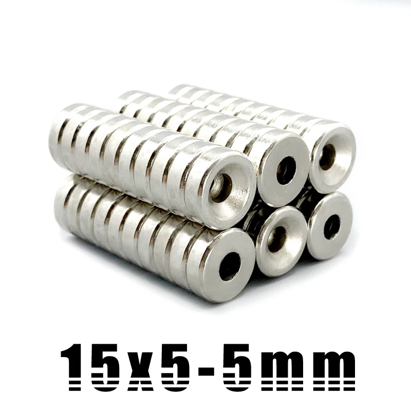 2-200Pcs 15x5-5 Neodymium Magnet 15 x 5 Hole 5 N35 NdFeB Round Super Powerful Strong Permanent Magnetic imanes 15x5 Hole 5