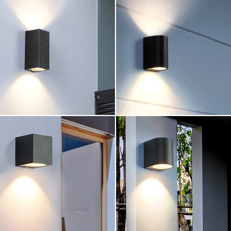 Luzes LED parede exterior, arandelas impermeáveis, lâmpadas de parede Interior, quintal ao ar livre e decorações do jardim, rua varanda luz, 85-265V