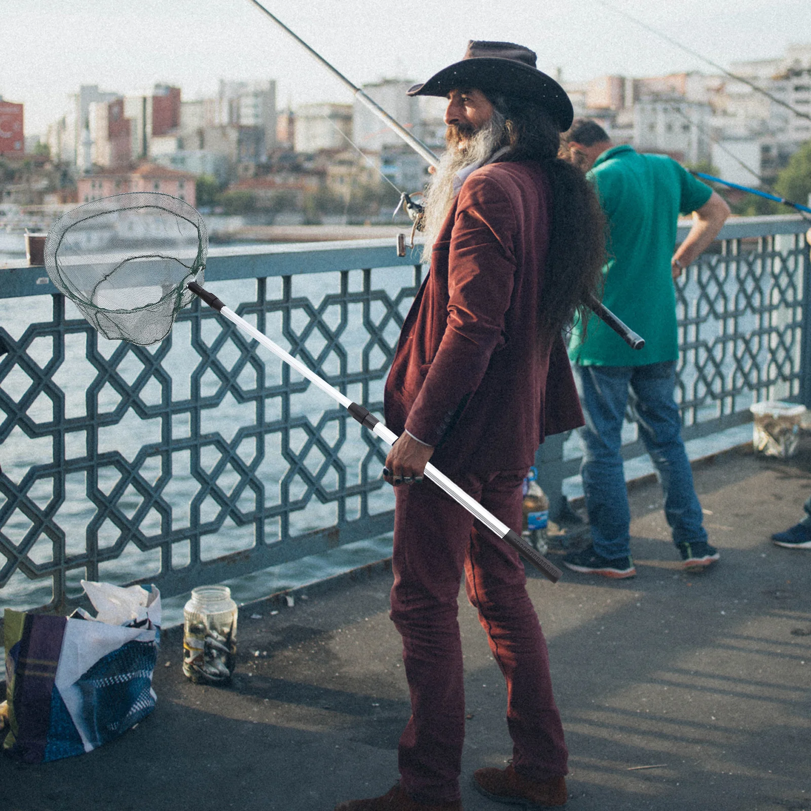 

Foldable Fishing Net Telescopic Release 1.5m Aluminum Handle Aquarium Lakes Ponds Saltwater Foldable Fish Net