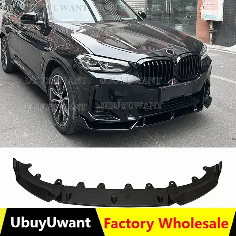 Front Bumper Splitter Lip Spoiler Diffuser Guard Body Kit Cover For BMW X3 G01 X4 G02 Dark Kni 2021 2022+ Gloss Black ABS Tuning