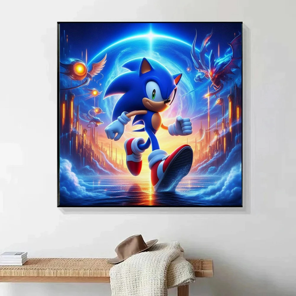 Juego de pintura de diamantes de imitación, bordado de Cruz de arte, erizo de fantasía de dibujos animados, Sonic, regalo de decoración del hogar