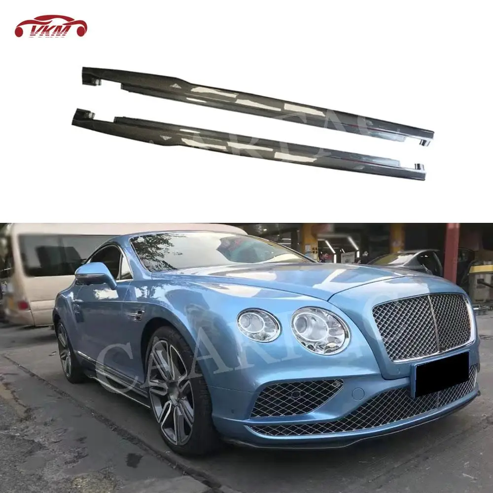 Carbon Fiber Side Skirt Bumper Lip Splitter for Bentley Continental GT W12 2015-2017 Car Side Bumper Extension Skirt