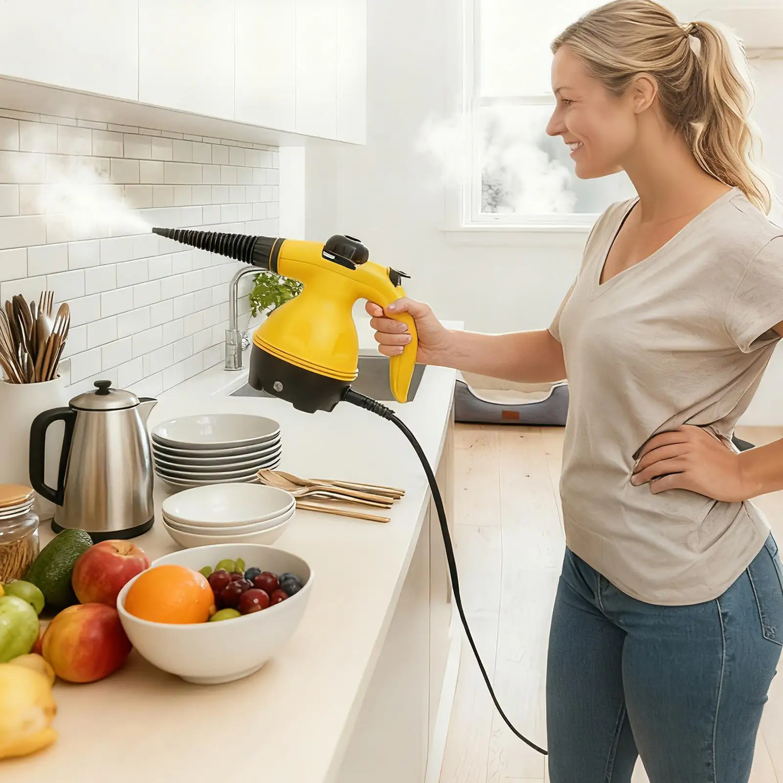 

Steam Cleaner Portable High Pressure Powerful Multi-Purpose Steamer Grout Floor Fabric Steaming Tool For Car Kitchen Upholstery