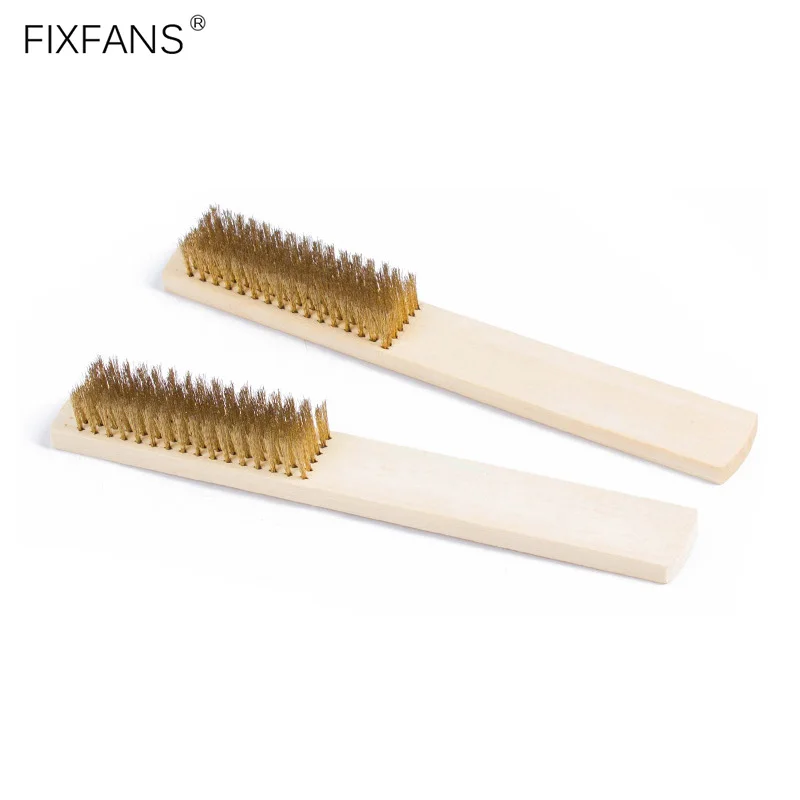Brosse métallique à poils en laiton doux, avec manche en bois, pour nettoyer la Surface métallique, enlever les taches de peinture de rouille et les scories de soudage