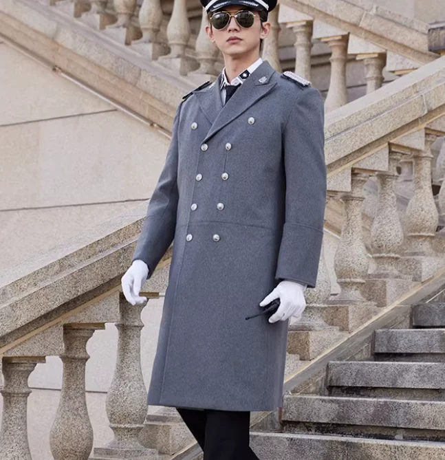 

German Style Overcoat Winter Long Man Security Uniform Vintage