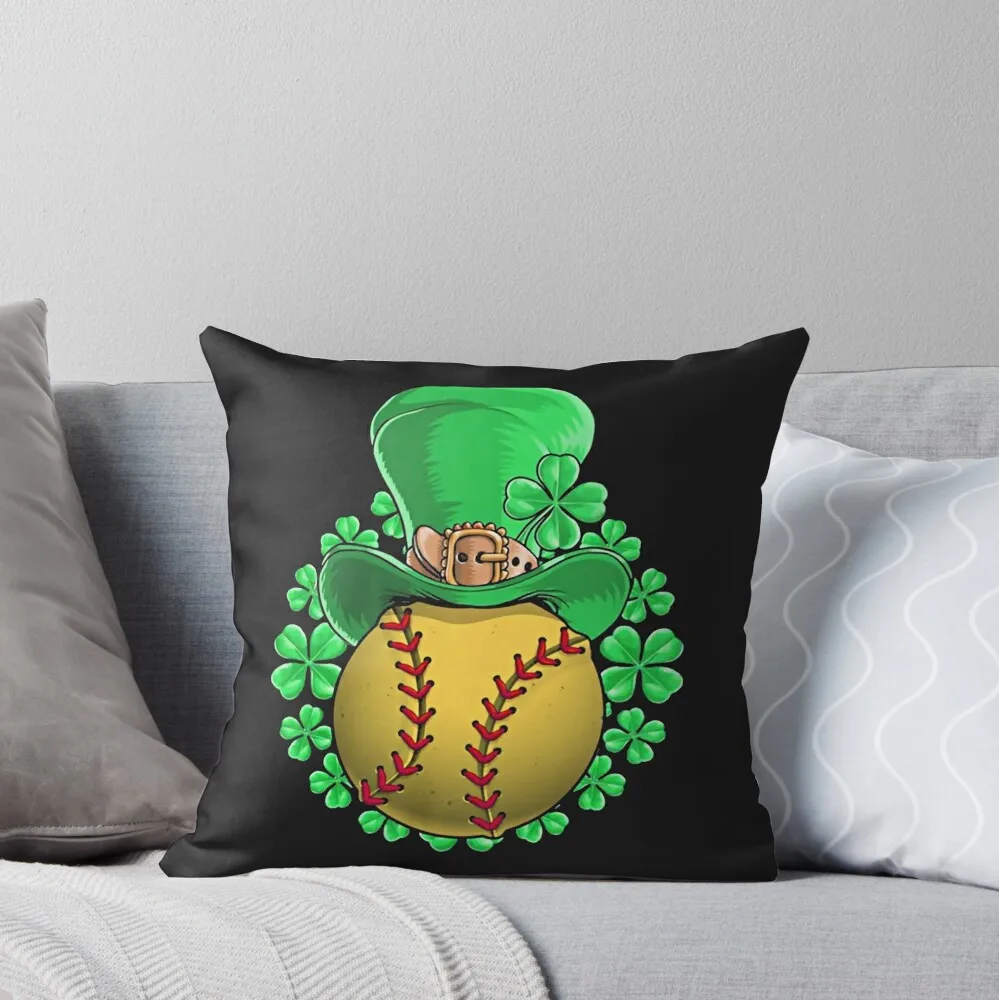 

Softball Hat Patrick's Day Pillowcase Polyester Cushion Cover Gift Throw Pillow Case Cover for Bedroom Double-sided Printed