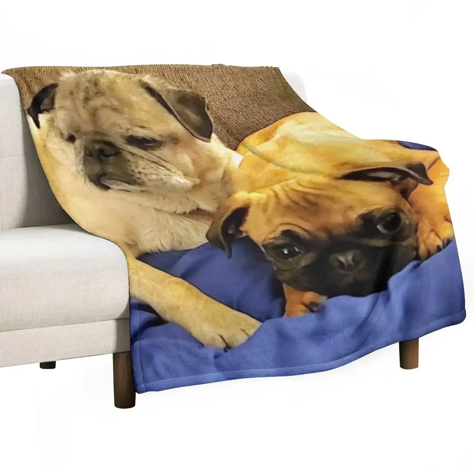 

Pair of Pugs Throw Blanket Sofa Quilt Summer Beddings Blankets