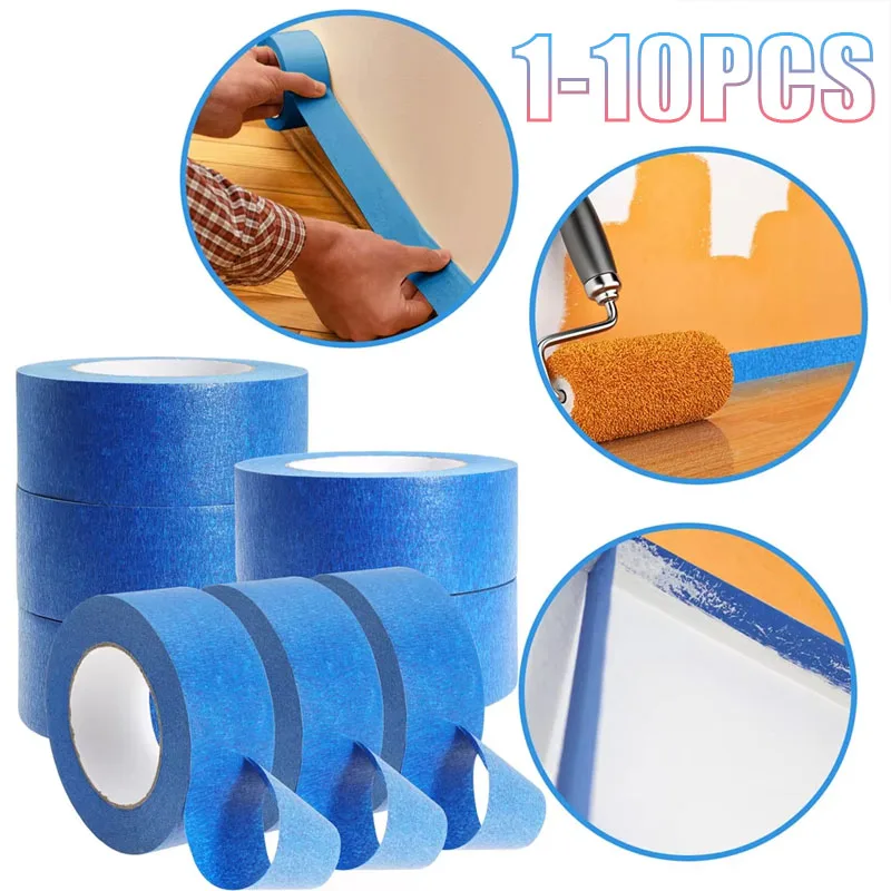 1-10PCS High Temperature Masking Tape UV Resistant Crepe Paper Tape for Auto Paint Car Spray Home Wall Decor Anti Penetration
