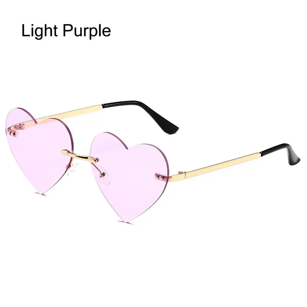 

Halloween Cosplay Costume Party Heart-Shaped Pink Hippie Sunglasses Rimless Heart Sunglasses Metal Sun Glasses