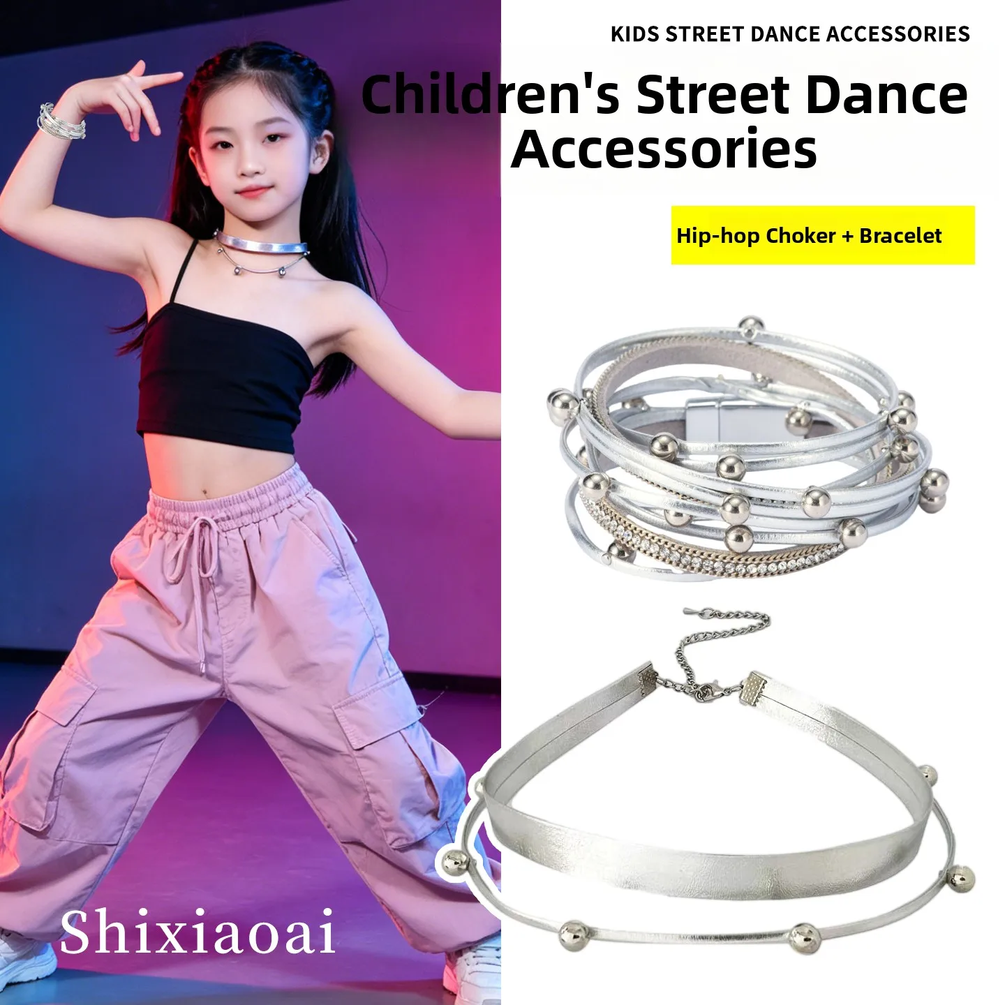 colar-hiphop-prateado-para-criancas-conjunto-de-joias-para-meninas-acessorios-em-forma-redonda-para-danca-de-rua