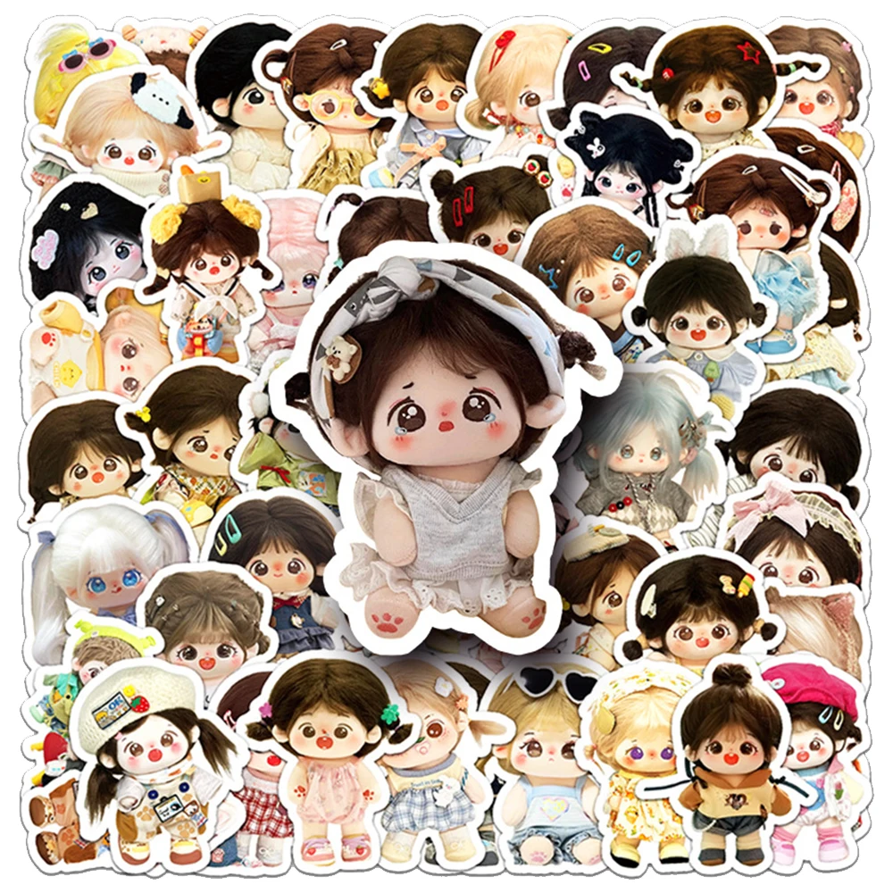 

10/30/50pcs Kawaii Cotton Doll Girls Stickers Cute Cartoon Kids Sticker Toys Phone Case Luggage Scrapbook Graffiti Decals Decor