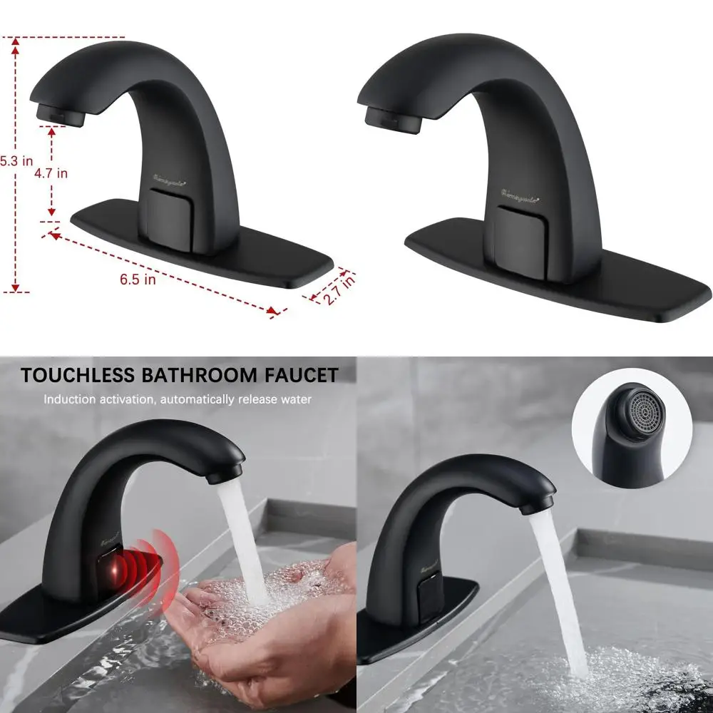 

Hands-Free Sensor Faucet with Matte Black Finish and Cover Plate