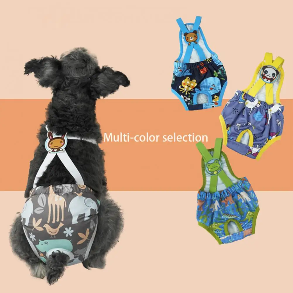 Pet Menstrual Pants Soft Breathable Dogs Sanitary Pants Comfortable Cartoon Print Puppy Physiological Pants Pet Supplies