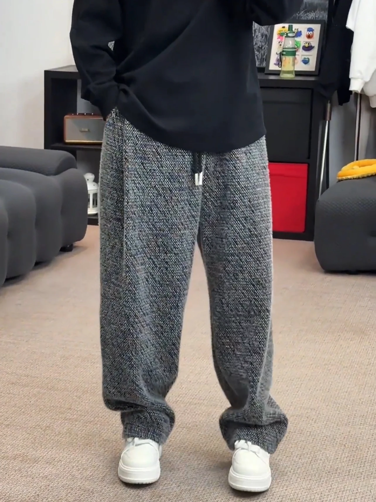 

Мужские модные утепленные повседневные брюки на флисовой подкладке, осенне-зимние, новые, широкие, прямого кроя, свободные, удобные брюки