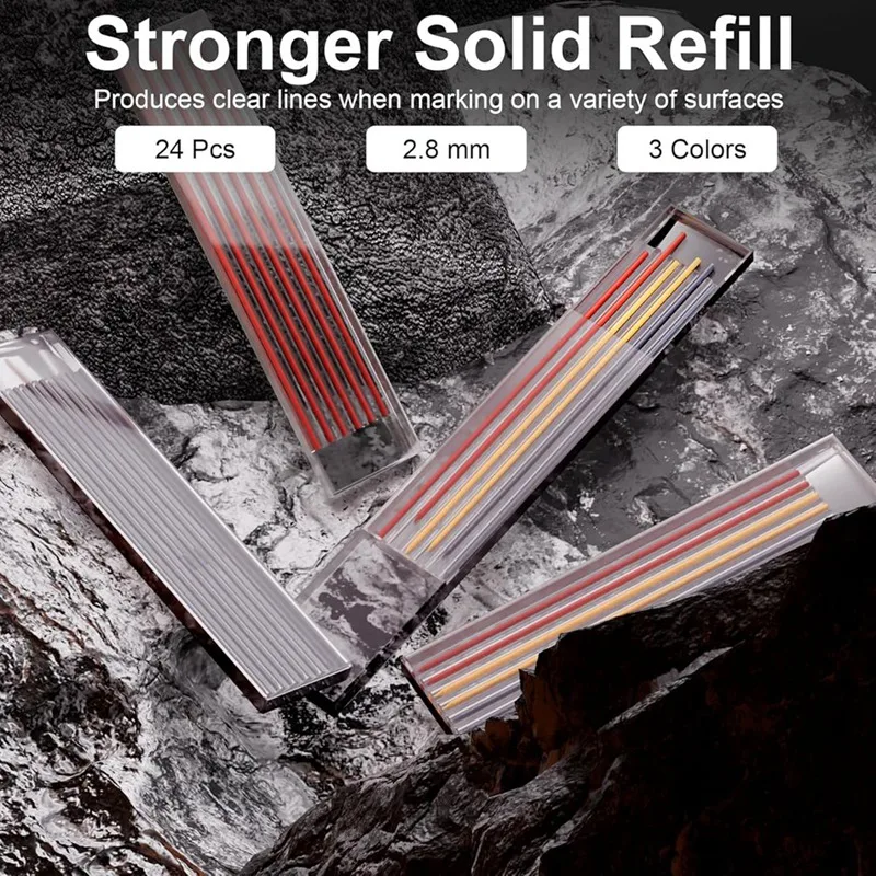 Mechanical Carpenter Pencils Set With Sharpener & 26 Refills For Construction, Solid Deep Hole Marker