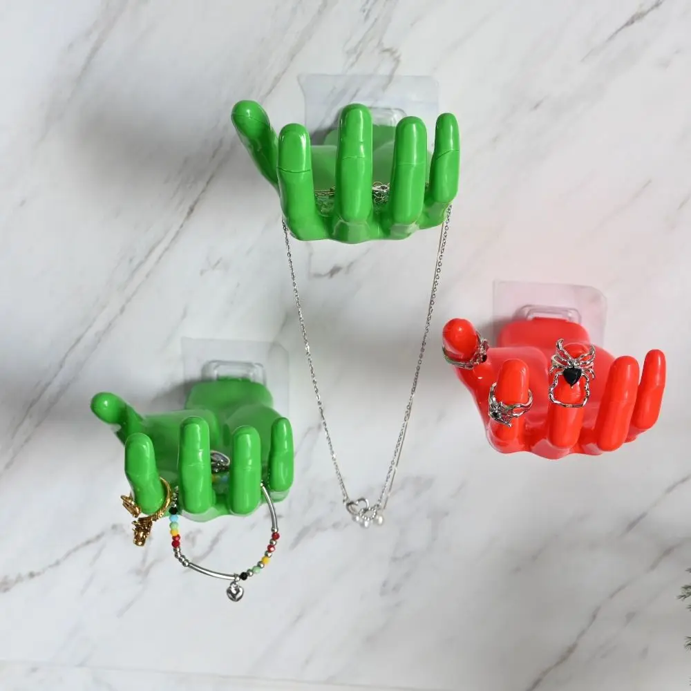 Creative Plastic Hand Shape Hook Wall Hook Multi-functional Storage Hook Rack Solid Color Trace-less Hanger Hook Home