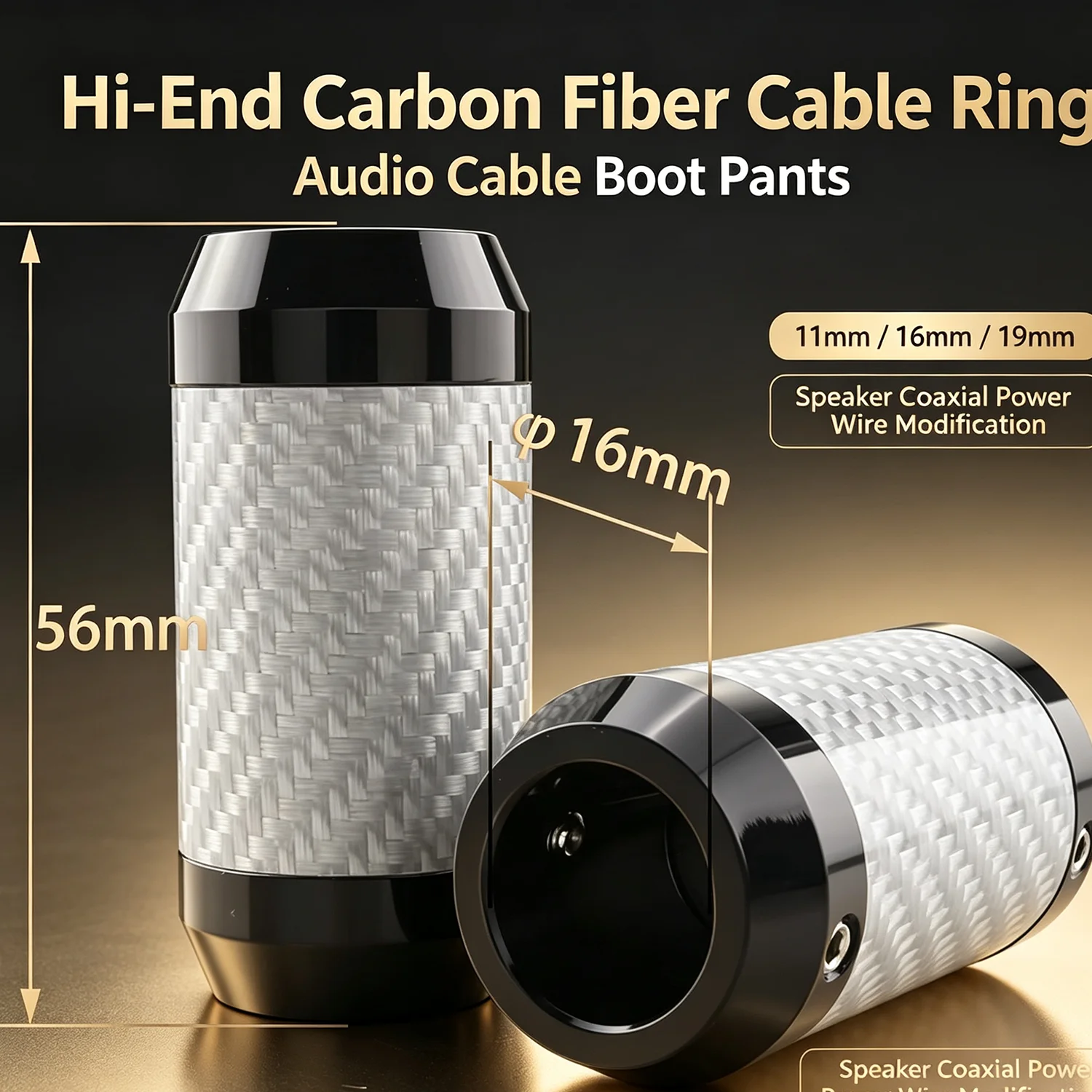 Hi-End Carbon Fiber Y Splitter Audio Cable Ring 11mm/16mm/19mm Speaker Coaxial Power Wire Modification DIY Boot Pants